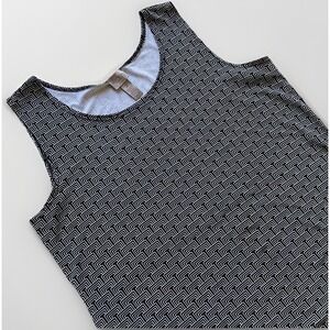 Easywear By Chicos Women's 2 M US 12 Black White Geometric Tank Sleveless‎ Top